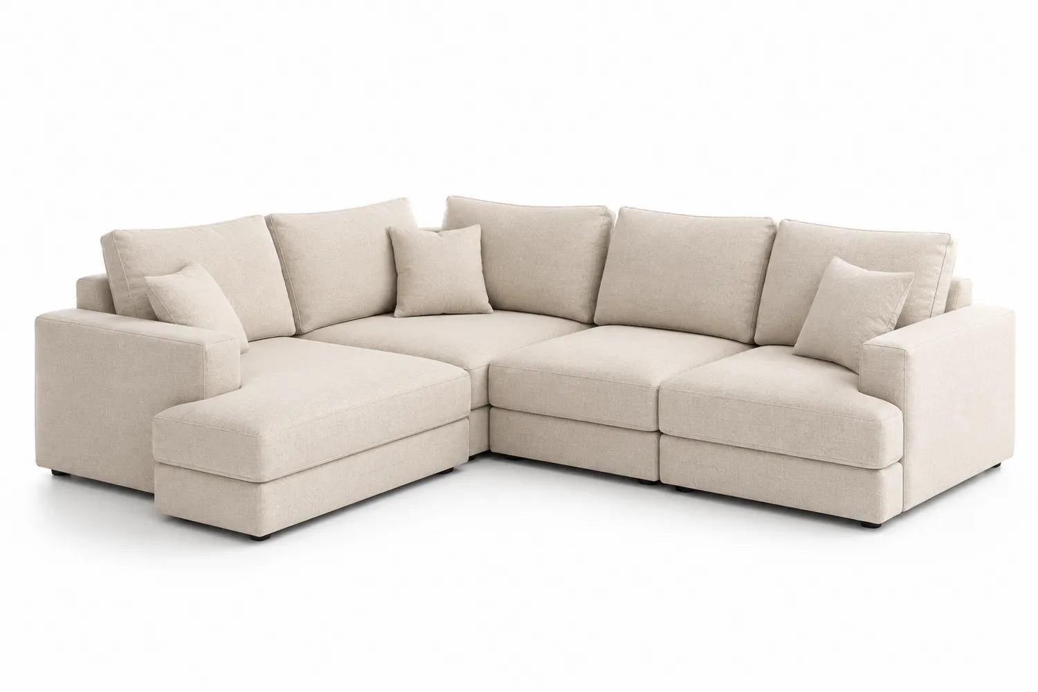 Modulares Ecksofa Stoff Beige 5-Sitzer mit Kissen