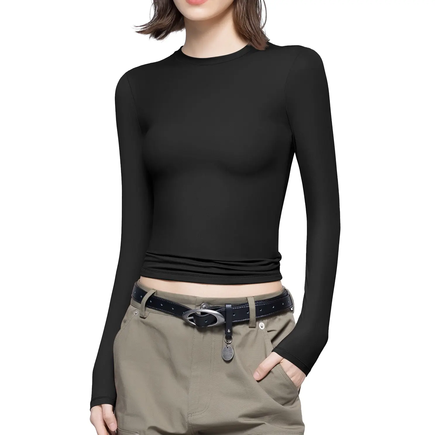 Long Sleeve Basic Tee - Slim Fit Cloud Top