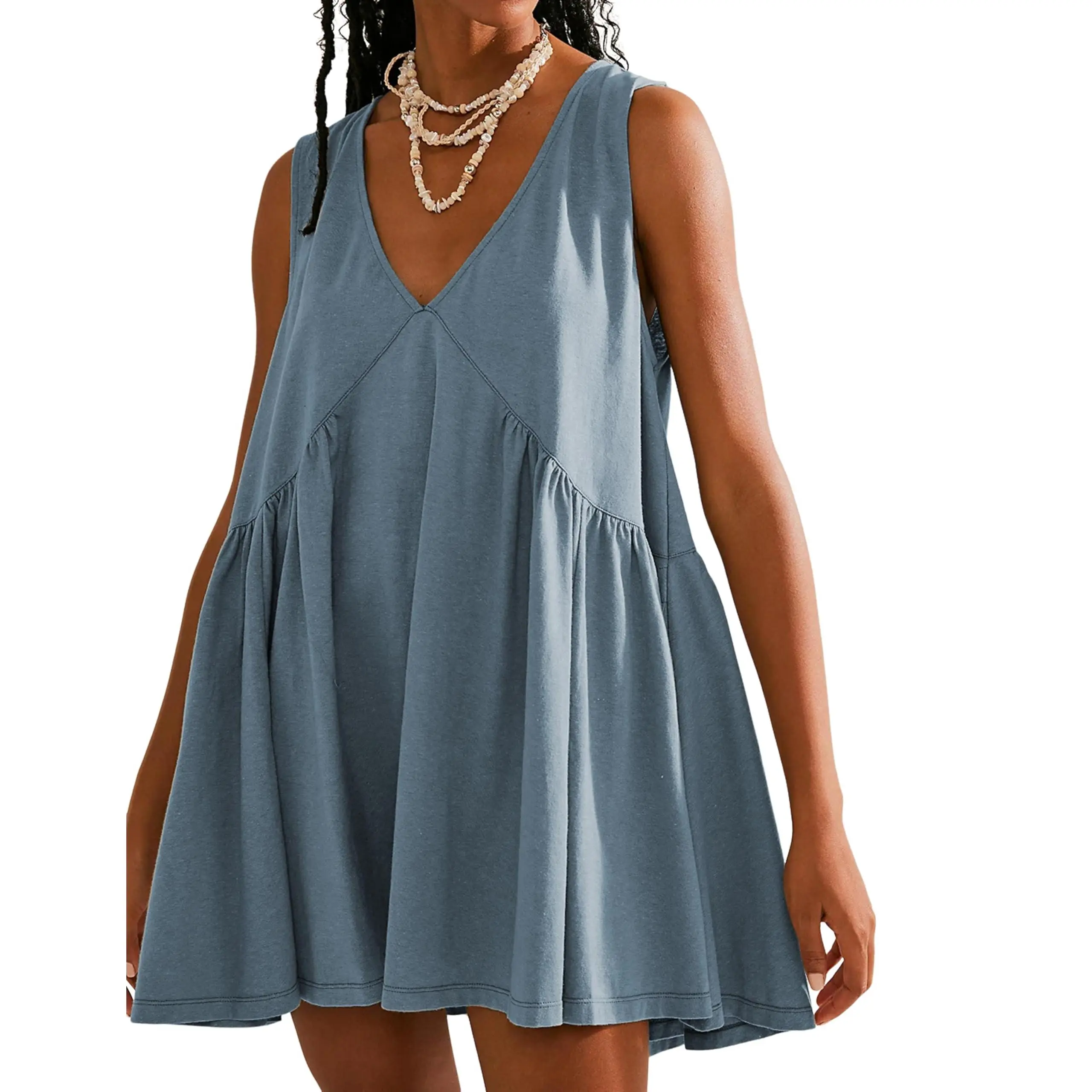 14 Pcs-Women's A-Line Sleeveless Mini Dress with Pockets