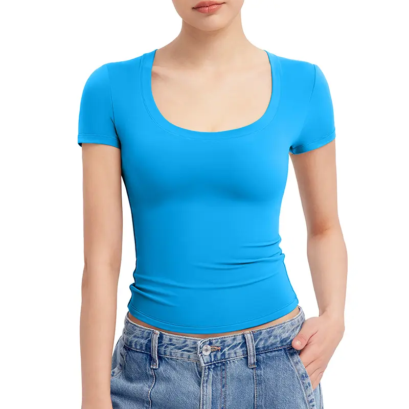 PScoop Neck Women's T-Shirt - Slim Fit Cotton Tee
