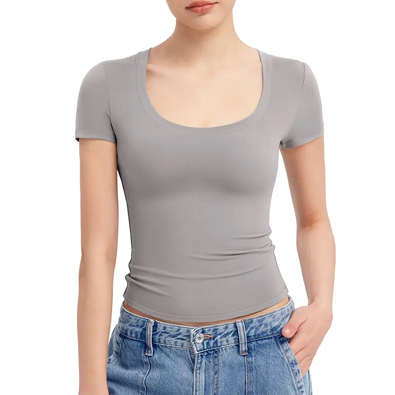 PScoop Neck Women's T-Shirt - Slim Fit Cotton Tee