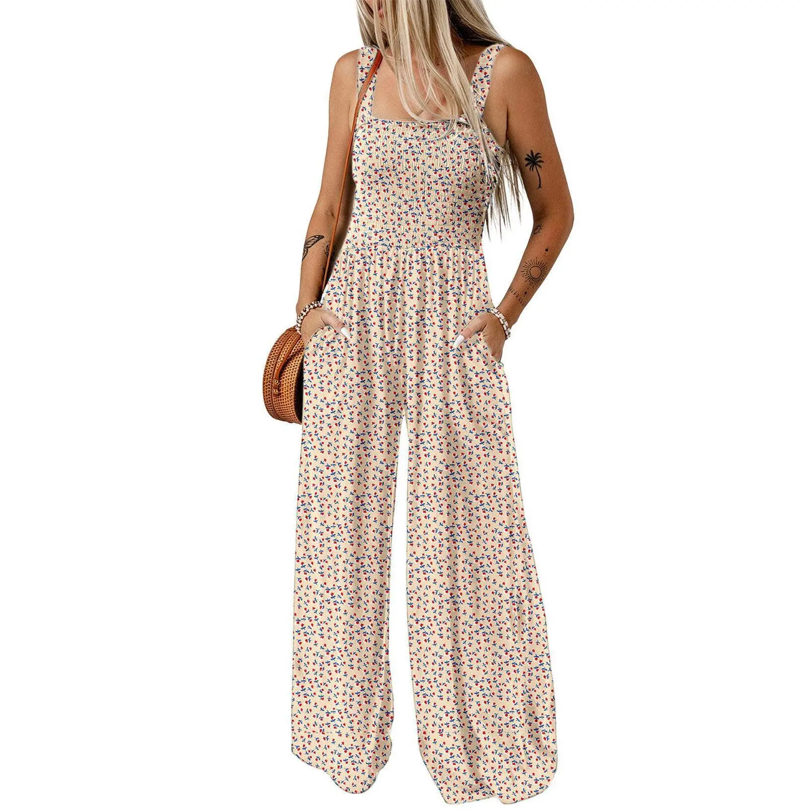 Women's Casual Sleeveless Printed Jumpsuit