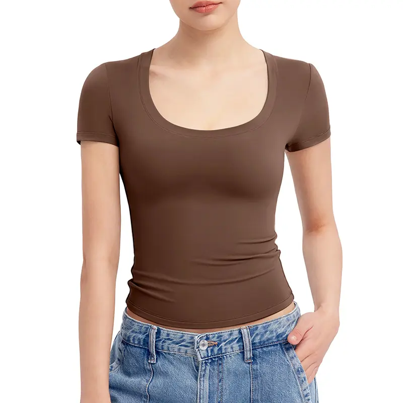 PScoop Neck Women's T-Shirt - Slim Fit Cotton Tee