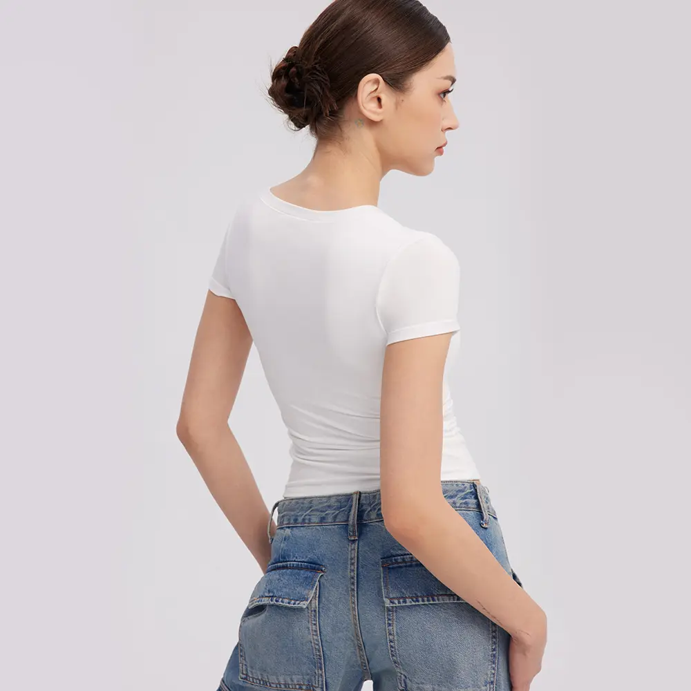 PScoop Neck Women's T-Shirt - Slim Fit Cotton Tee
