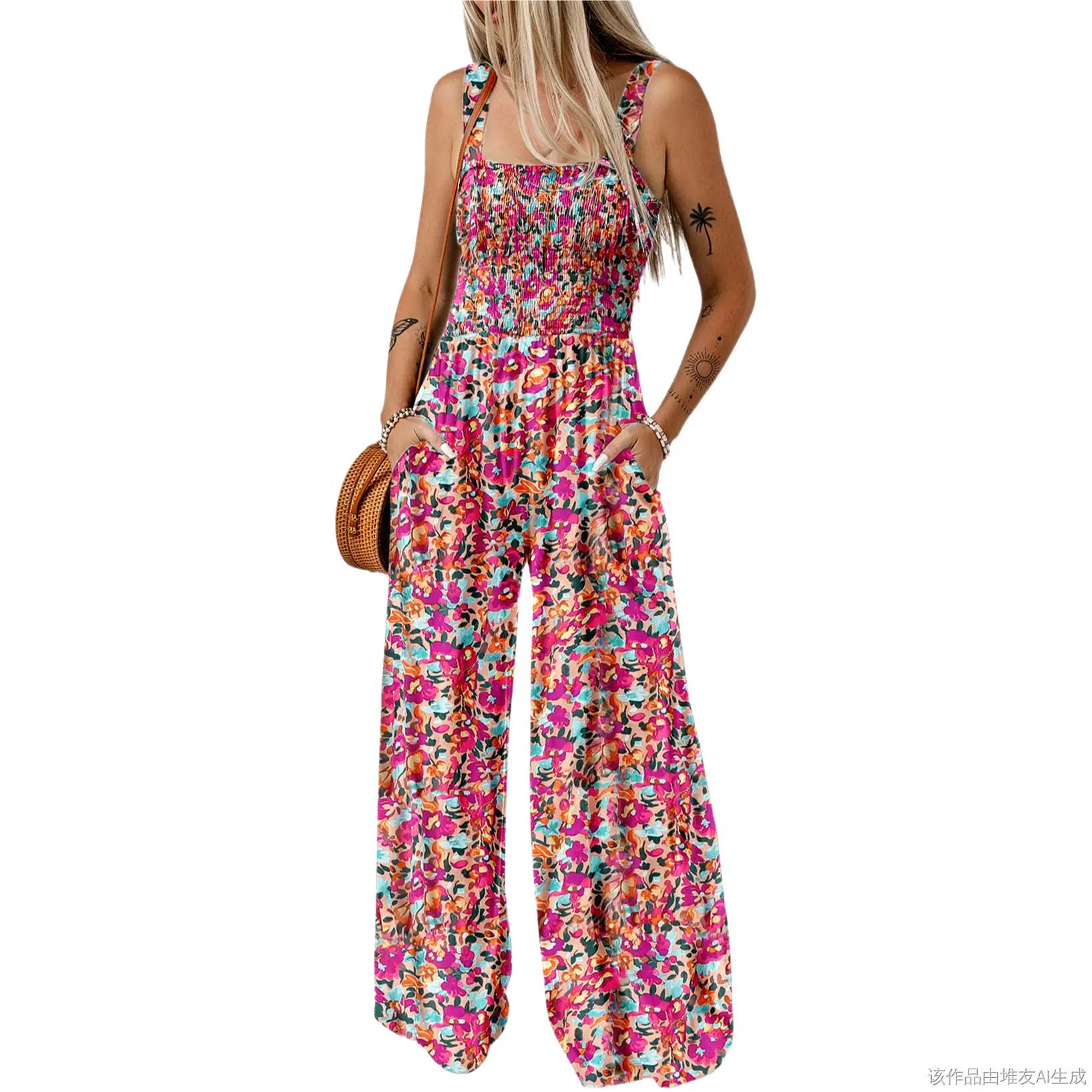 Women's Casual Sleeveless Printed Jumpsuit