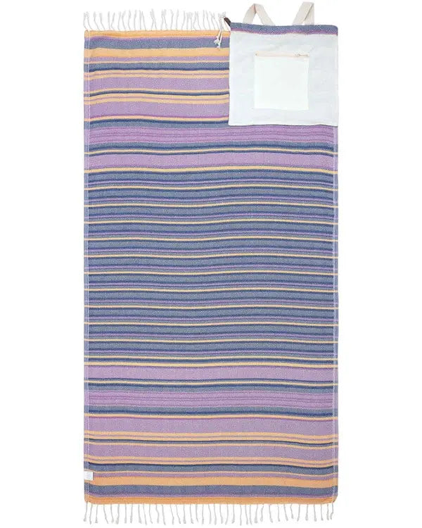 2-in-1 Turkish Cotton Towel Bag with Inner Zip Pocket & Sand-Repelling Fabric