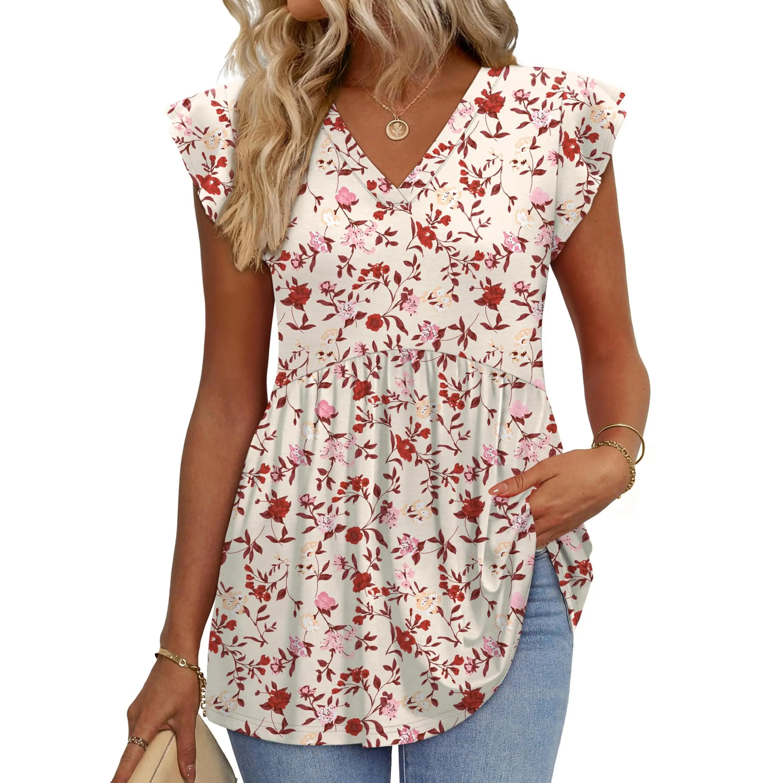 ⚡FINAL SALE⚡- 8 PACK Women’s Summer Casual Tops – Babydoll Ruffle Sleeve Blouses