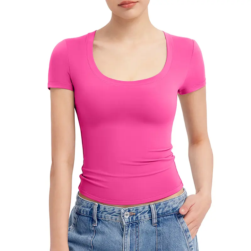 PScoop Neck Women's T-Shirt - Slim Fit Cotton Tee