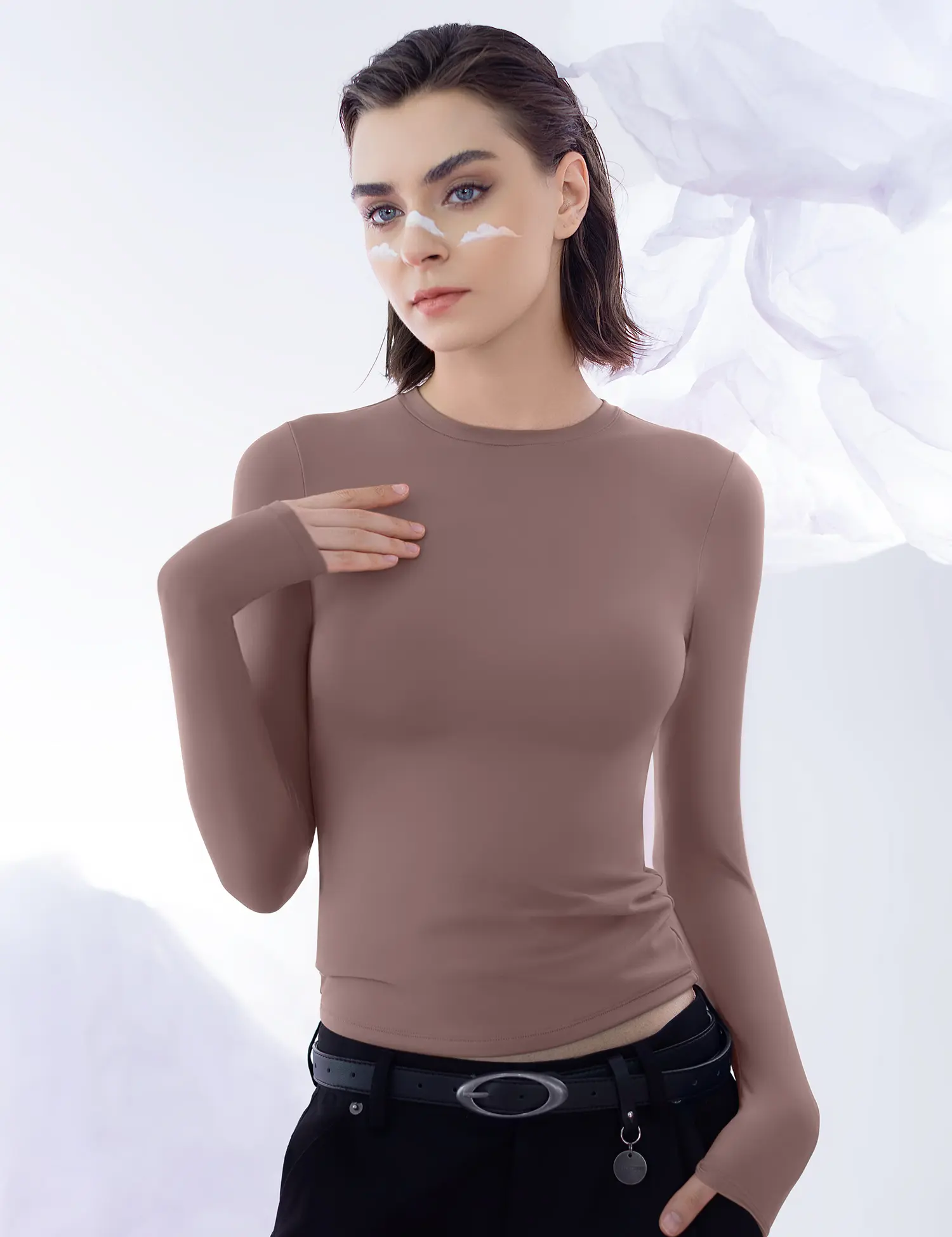 Long Sleeve Basic Tee - Slim Fit Cloud Top
