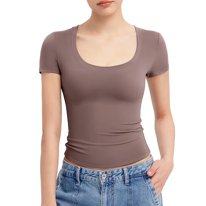PScoop Neck Women's T-Shirt - Slim Fit Cotton Tee