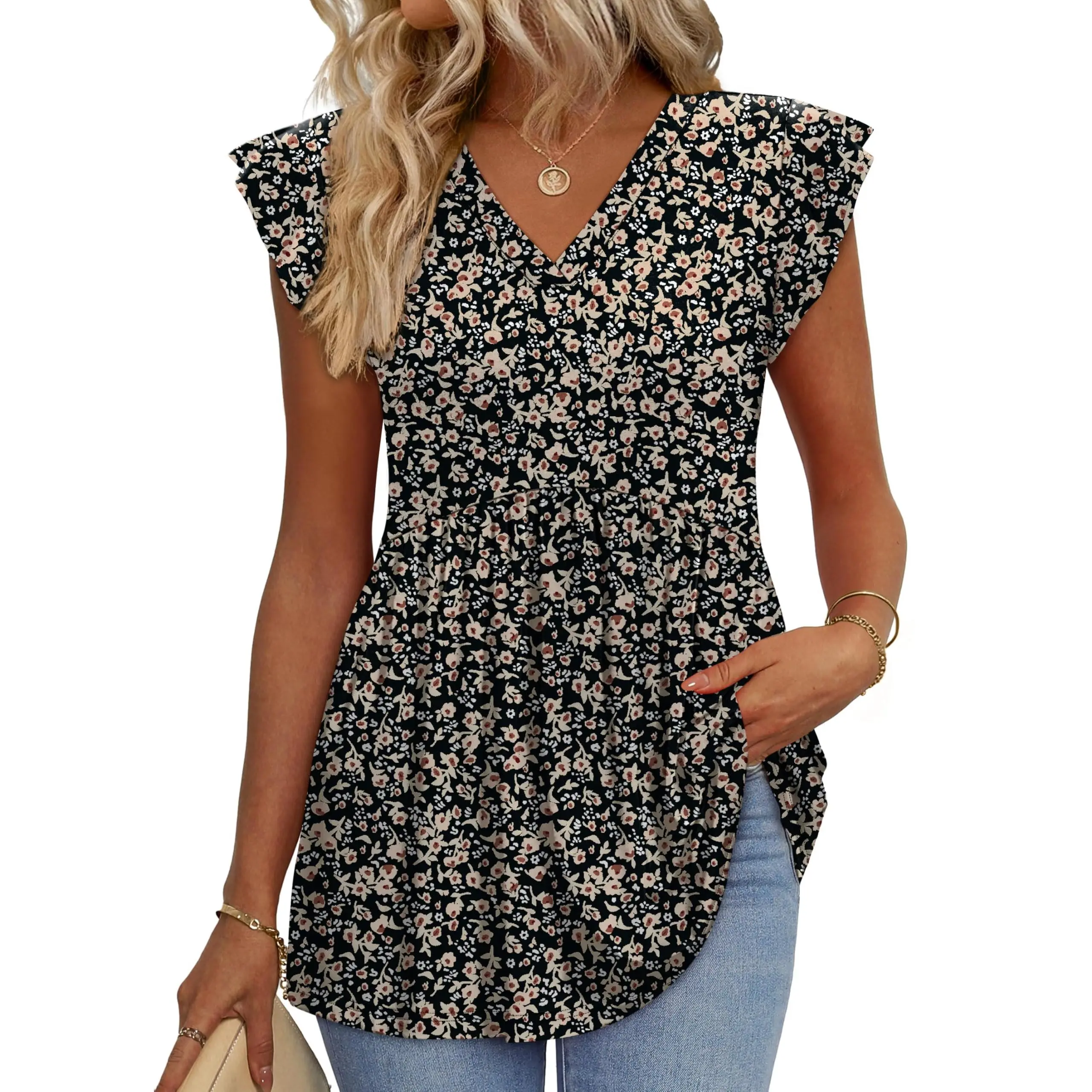 ⚡FINAL SALE⚡- 8 PACK Women’s Summer Casual Tops – Babydoll Ruffle Sleeve Blouses
