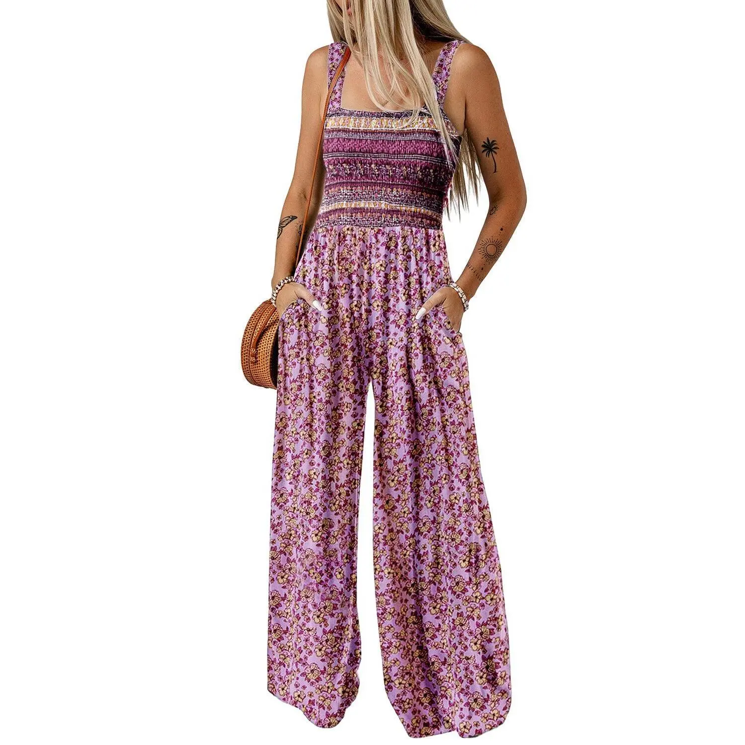 Women's Casual Sleeveless Printed Jumpsuit