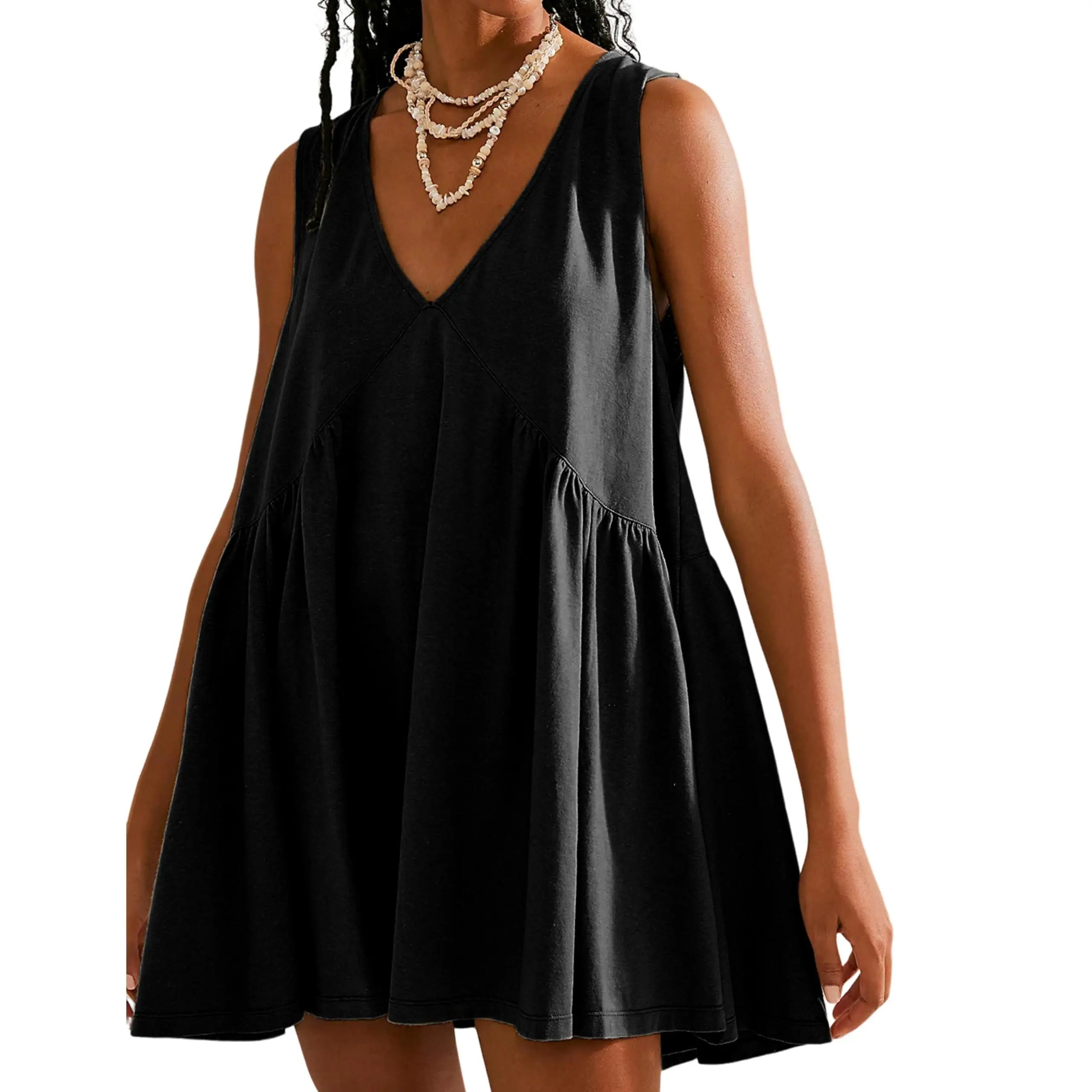 11 Pcs-Women's A-Line Sleeveless Mini Dress with Pockets