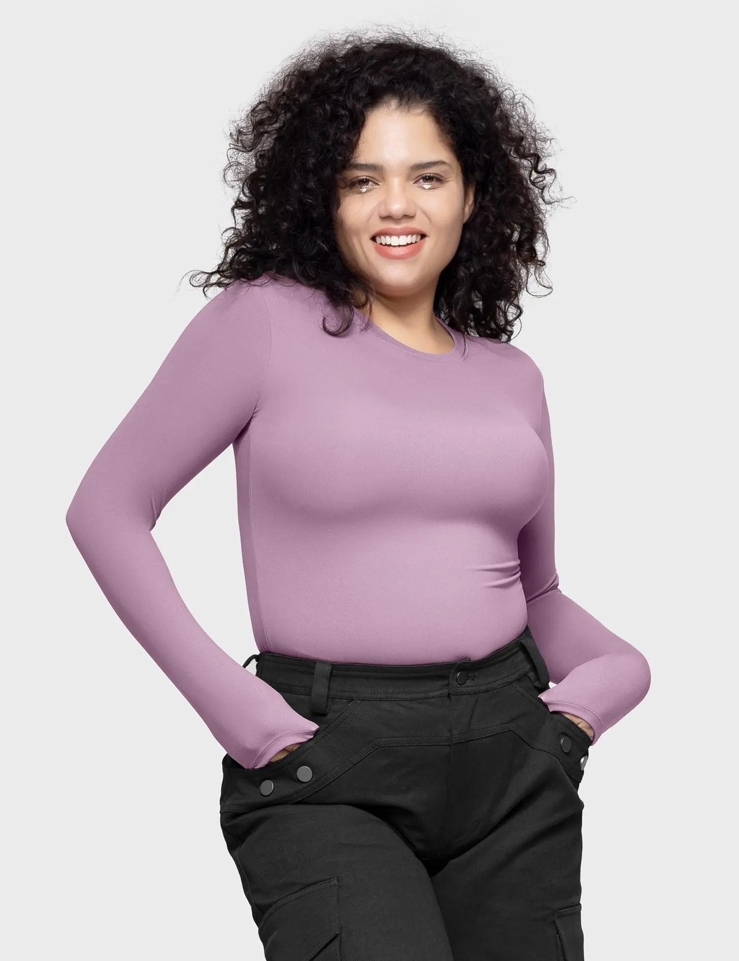 Long Sleeve Basic Tee - Slim Fit Cloud Top