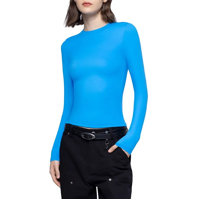 Long Sleeve Basic Tee - Slim Fit Cloud Top