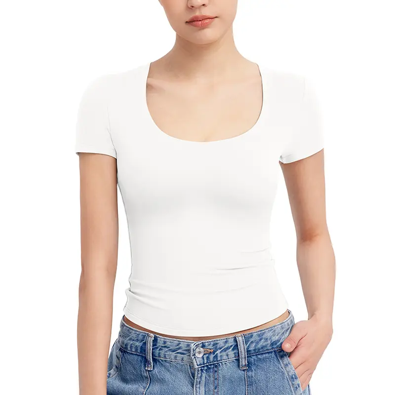PScoop Neck Women's T-Shirt - Slim Fit Cotton Tee