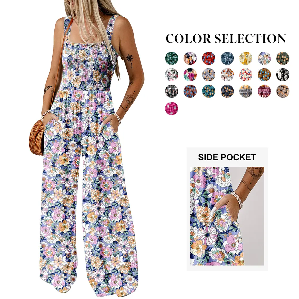 Women's Casual Sleeveless Printed Jumpsuit