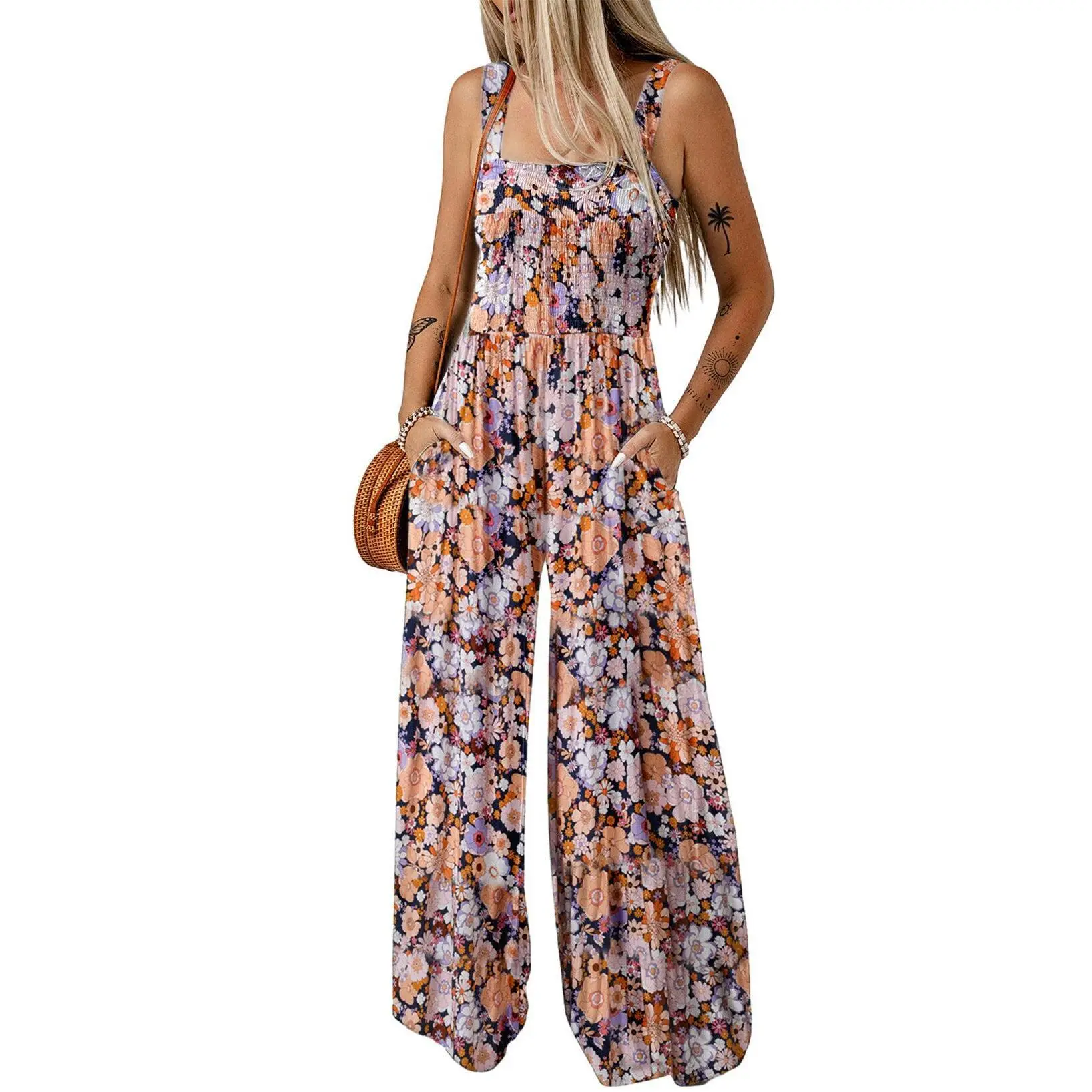 Women's Casual Sleeveless Printed Jumpsuit