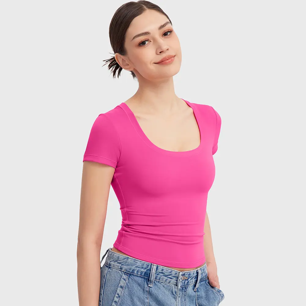 PScoop Neck Women's T-Shirt - Slim Fit Cotton Tee