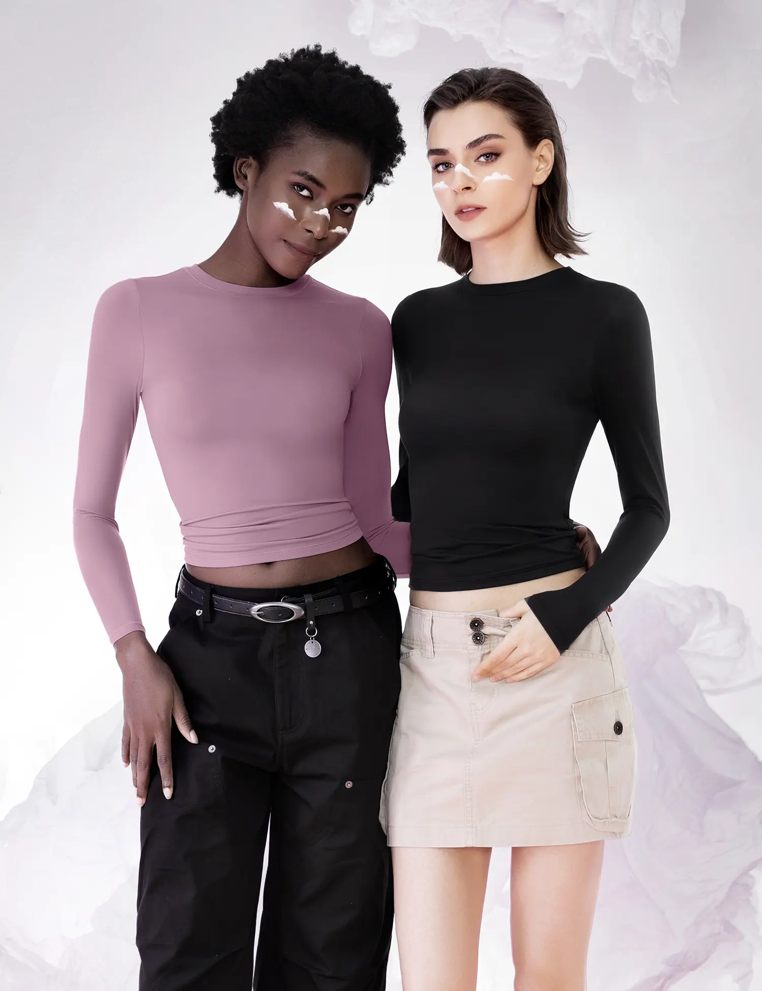 Long Sleeve Basic Tee - Slim Fit Cloud Top