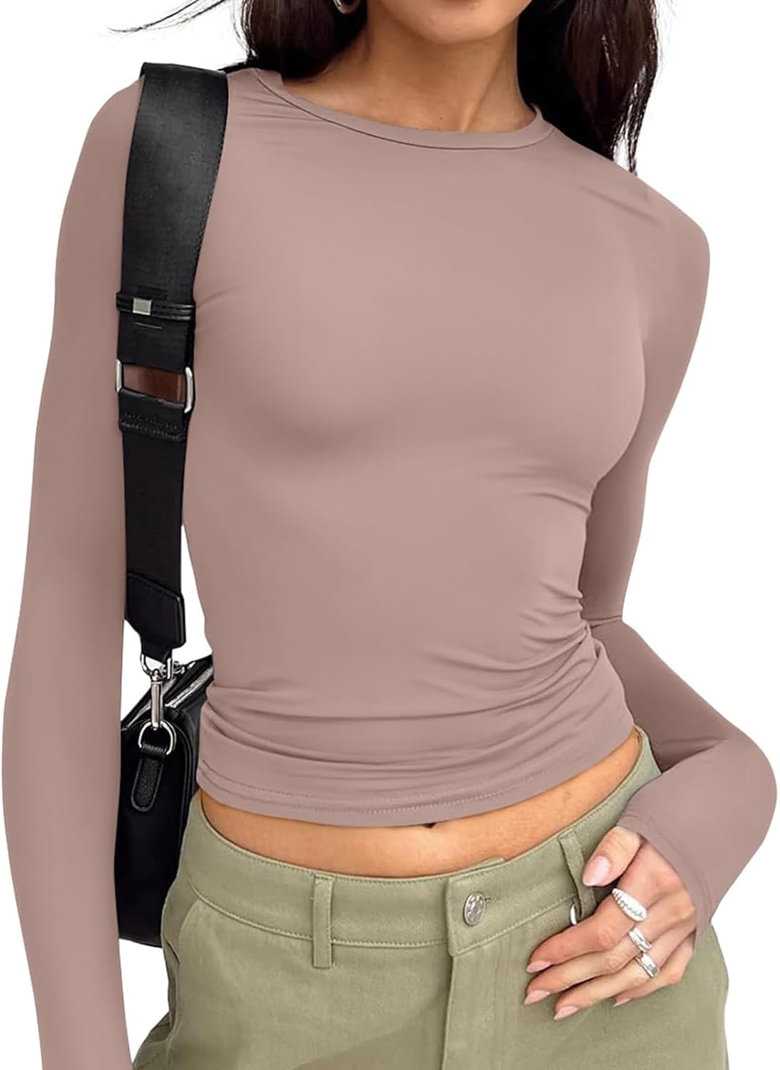 Womens Long Sleeve T Shirts Fall Fashion 2026 Basic Crop Tops Going Out Outfits Y2k Clothes