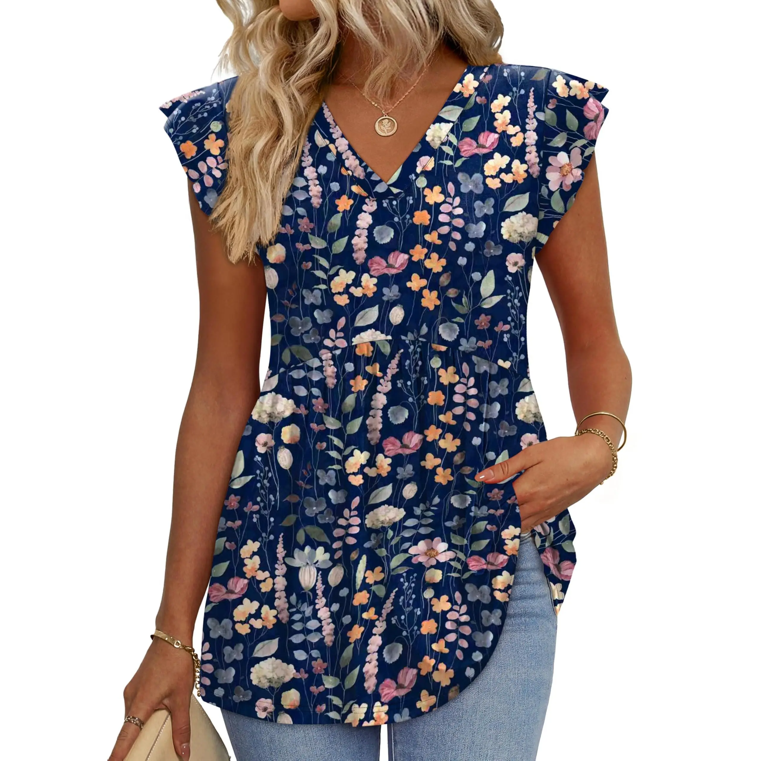 ⚡FINAL SALE⚡- 8 PACK Women’s Summer Casual Tops – Babydoll Ruffle Sleeve Blouses