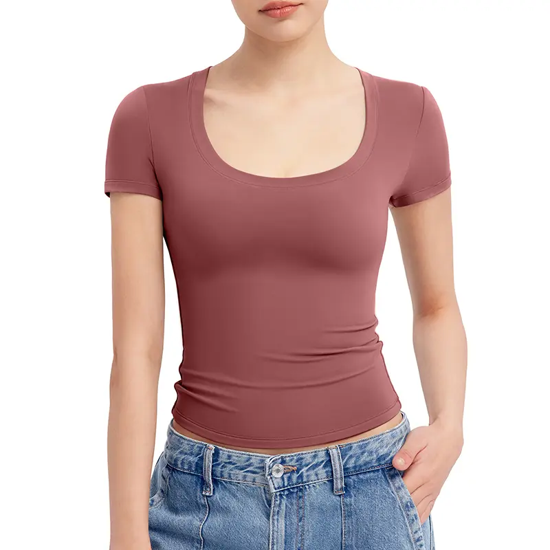 PScoop Neck Women's T-Shirt - Slim Fit Cotton Tee