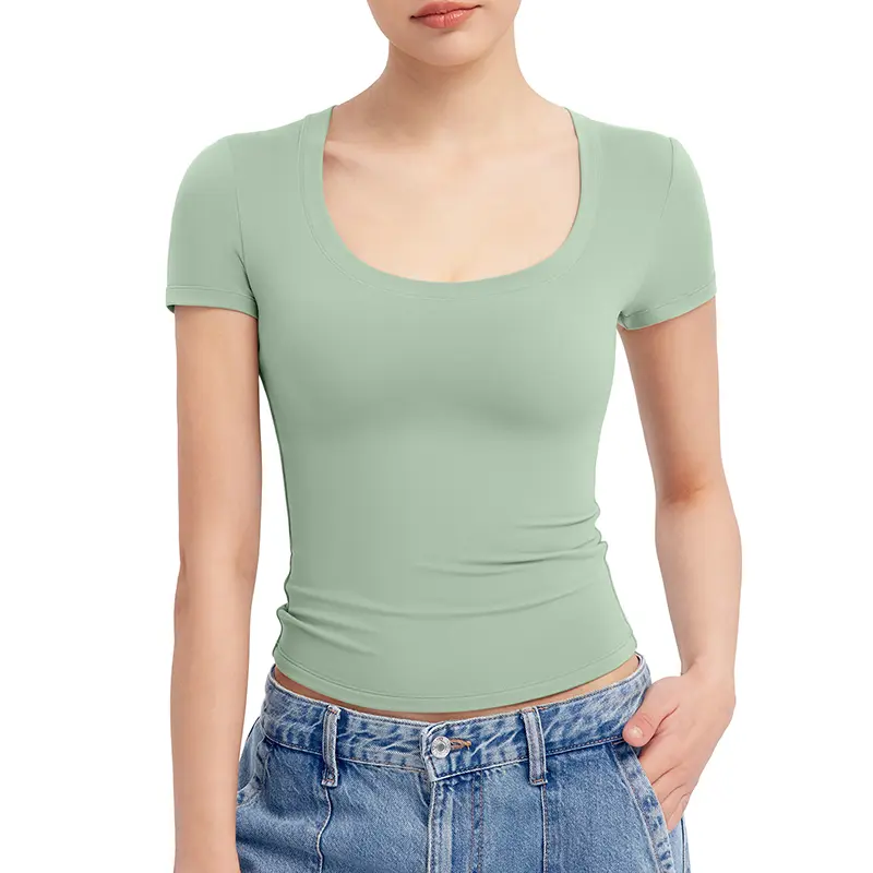 PScoop Neck Women's T-Shirt - Slim Fit Cotton Tee