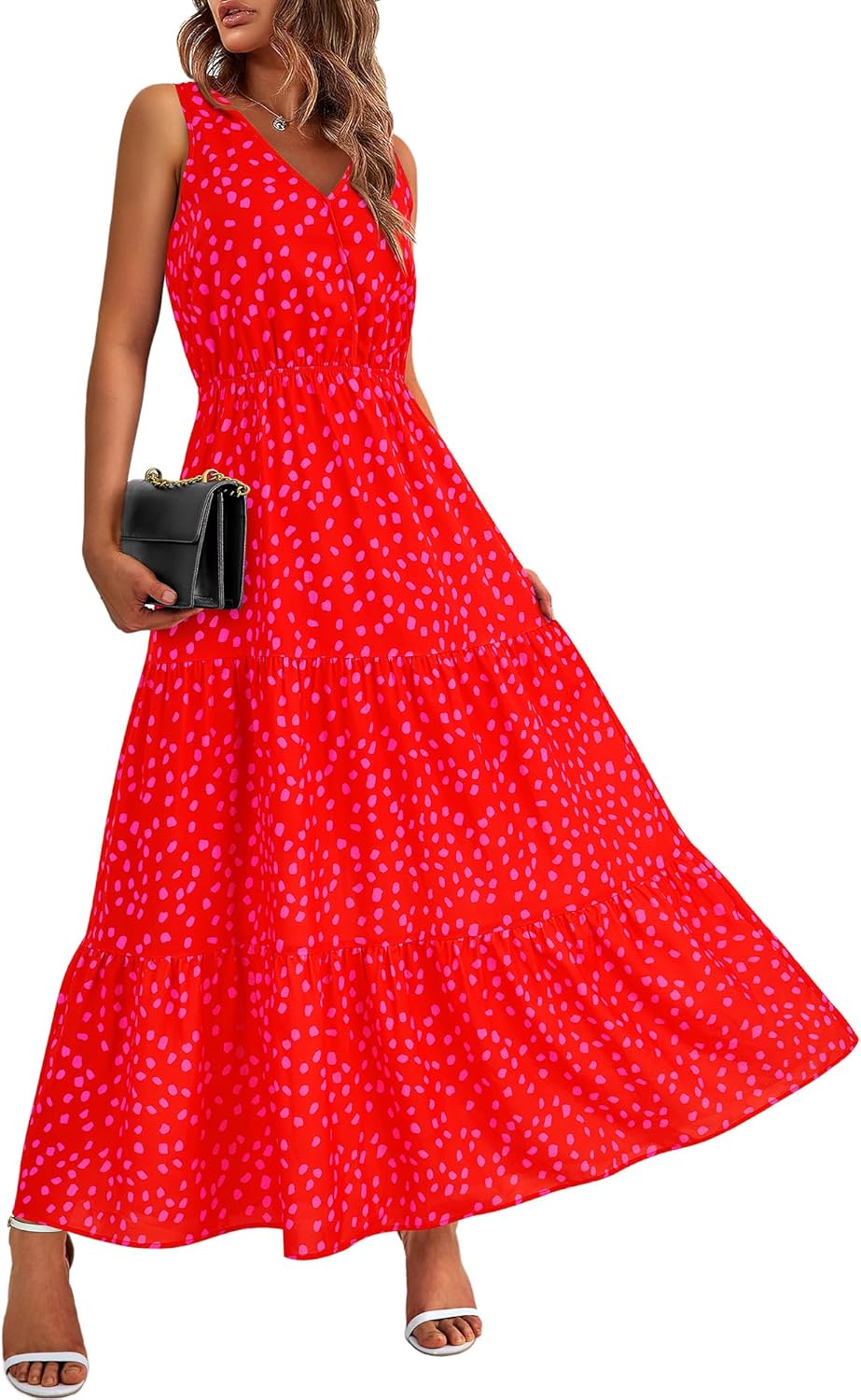 Women Summer Dresses Casual Sleeveless Maxi Dresses Cute Floral Long Dress Wedding Guest Dress
