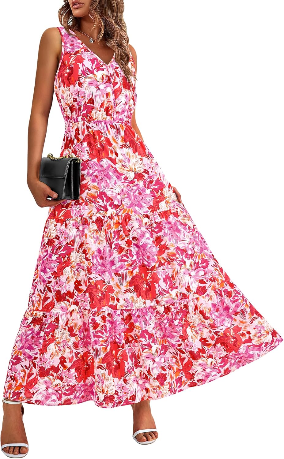 Women Summer Dresses Casual Sleeveless Maxi Dresses Cute Floral Long Dress Wedding Guest Dress