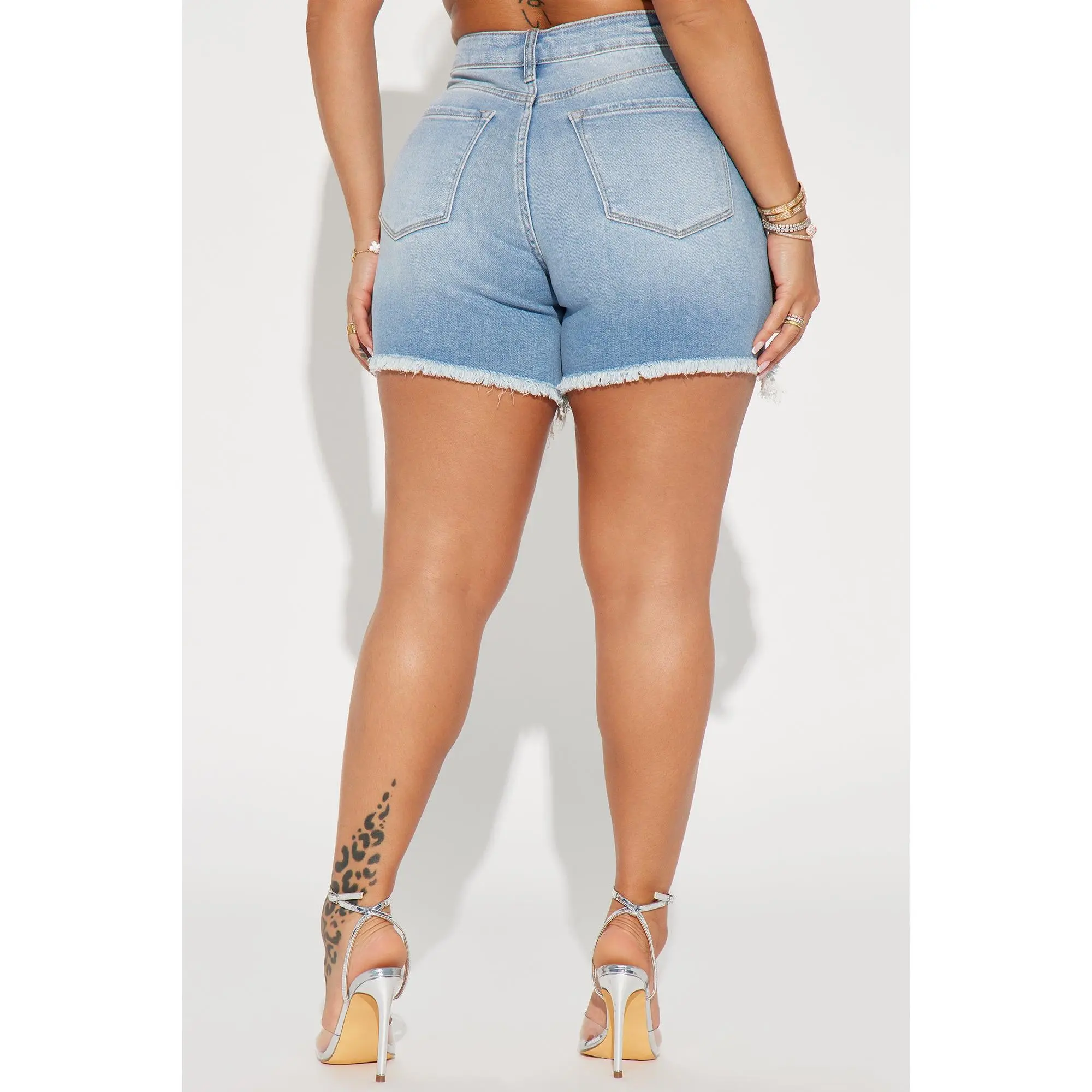 Hallie Hybrid Ripped Denim Shorts - Light Wash