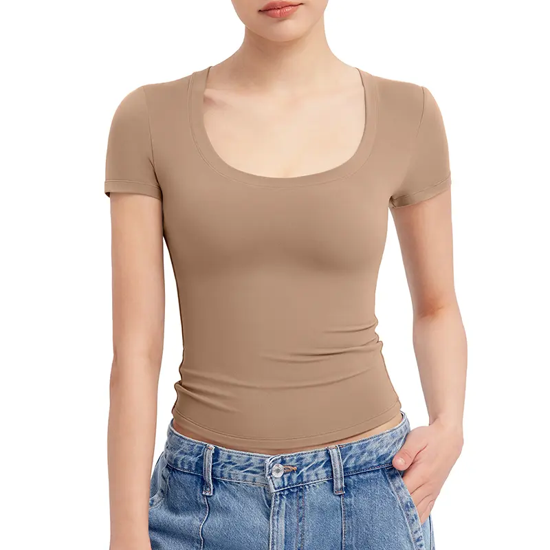 PScoop Neck Women's T-Shirt - Slim Fit Cotton Tee