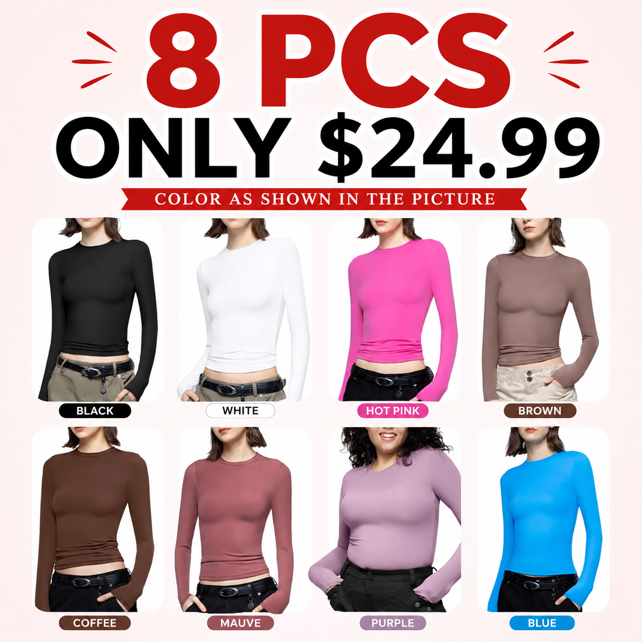 Long Sleeve Basic Tee - Slim Fit Cloud Top
