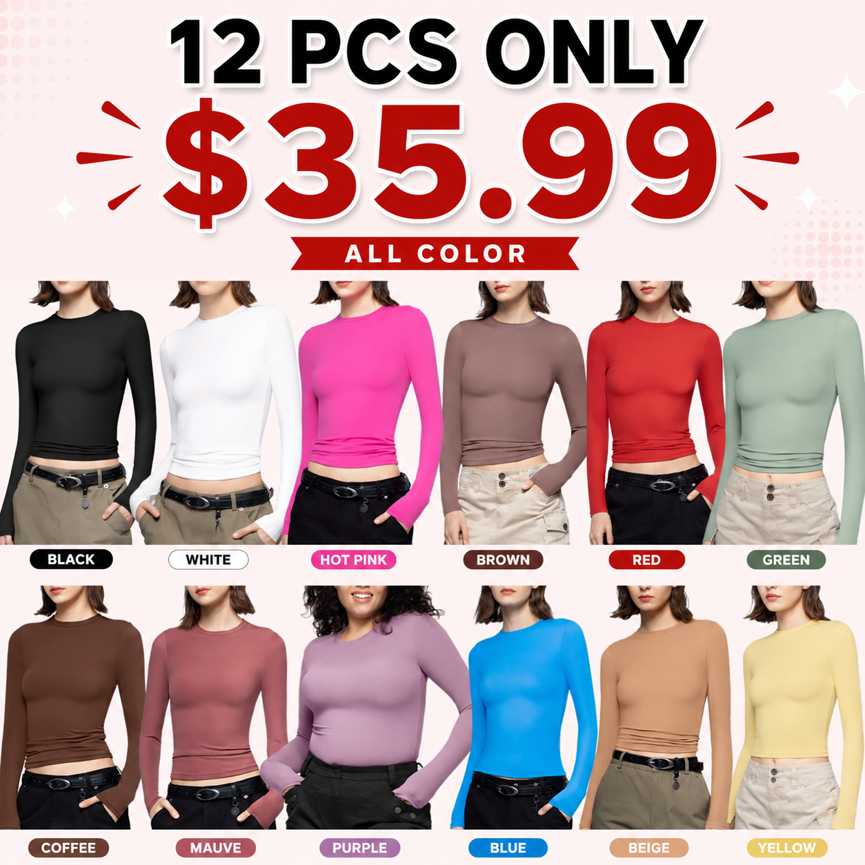 Long Sleeve Basic Tee - Slim Fit Cloud Top