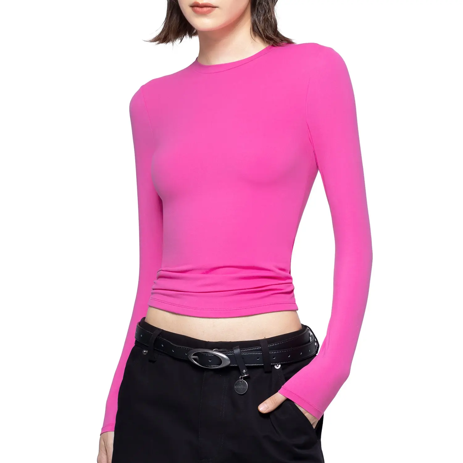Long Sleeve Basic Tee - Slim Fit Cloud Top