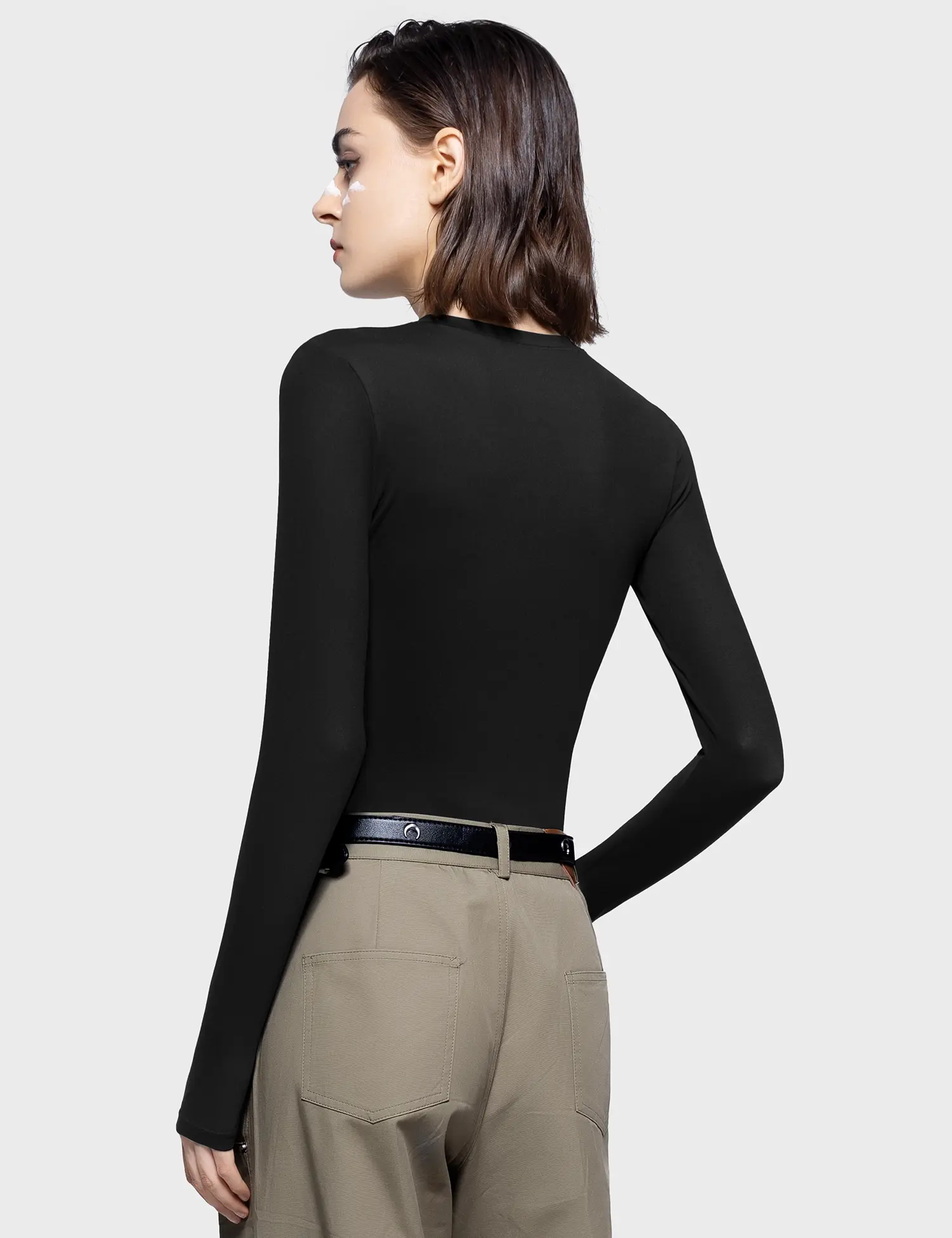 Long Sleeve Basic Tee - Slim Fit Cloud Top