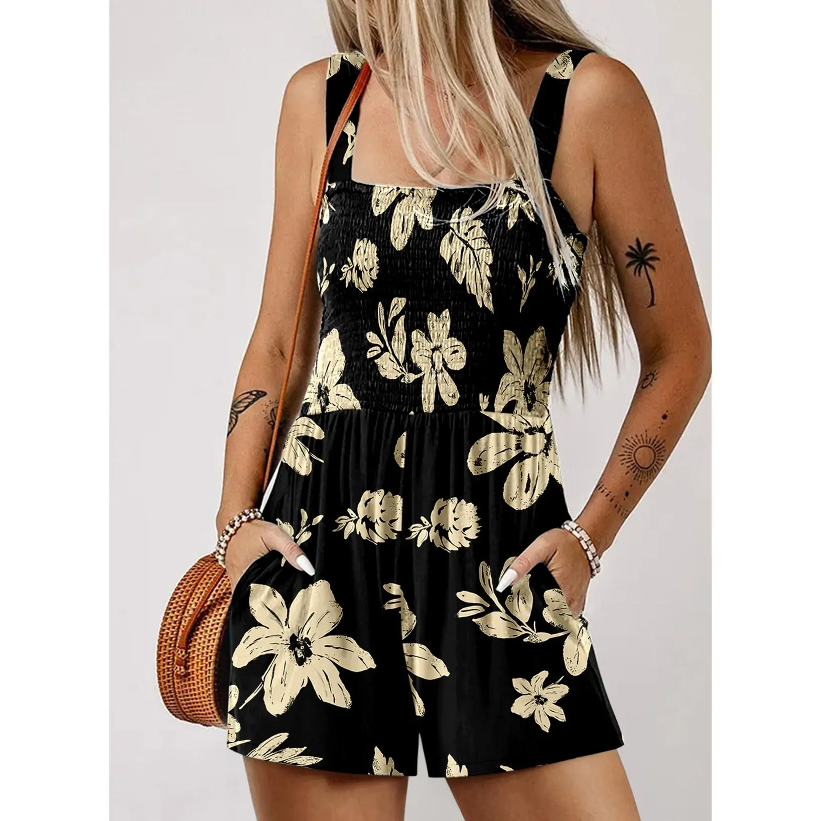 Women's Floral Print Loose Fit Rompers 2025
