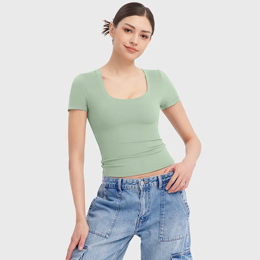 PScoop Neck Women's T-Shirt - Slim Fit Cotton Tee