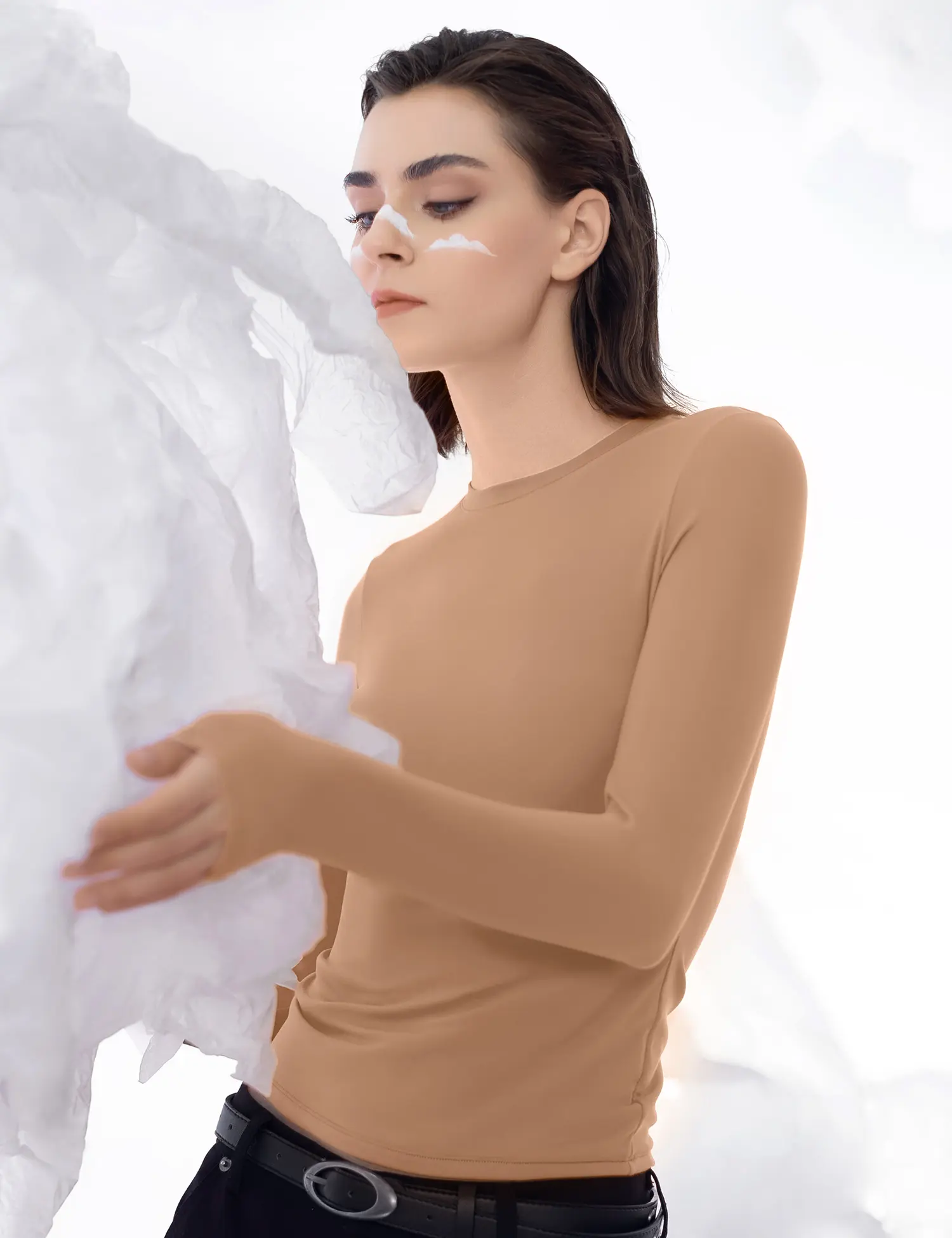 Long Sleeve Basic Tee - Slim Fit Cloud Top