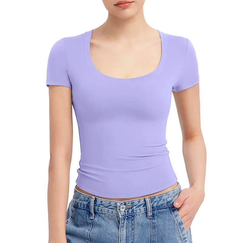 PScoop Neck Women's T-Shirt - Slim Fit Cotton Tee