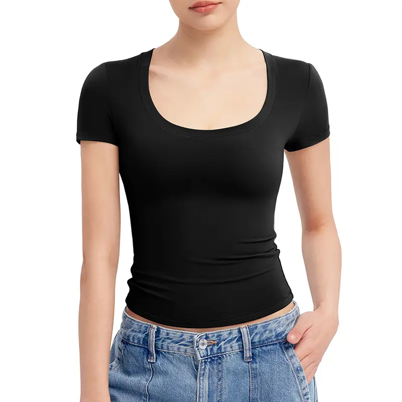 PScoop Neck Women's T-Shirt - Slim Fit Cotton Tee