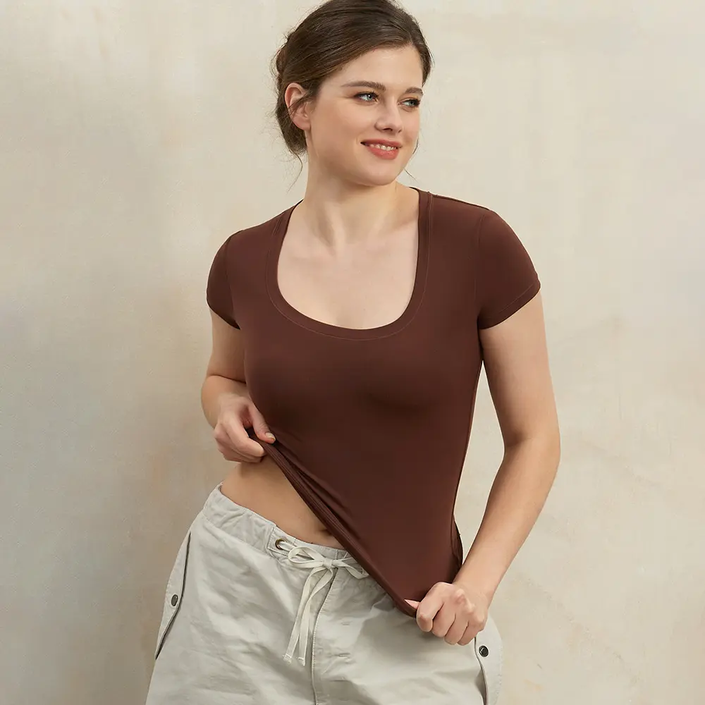 PScoop Neck Women's T-Shirt - Slim Fit Cotton Tee
