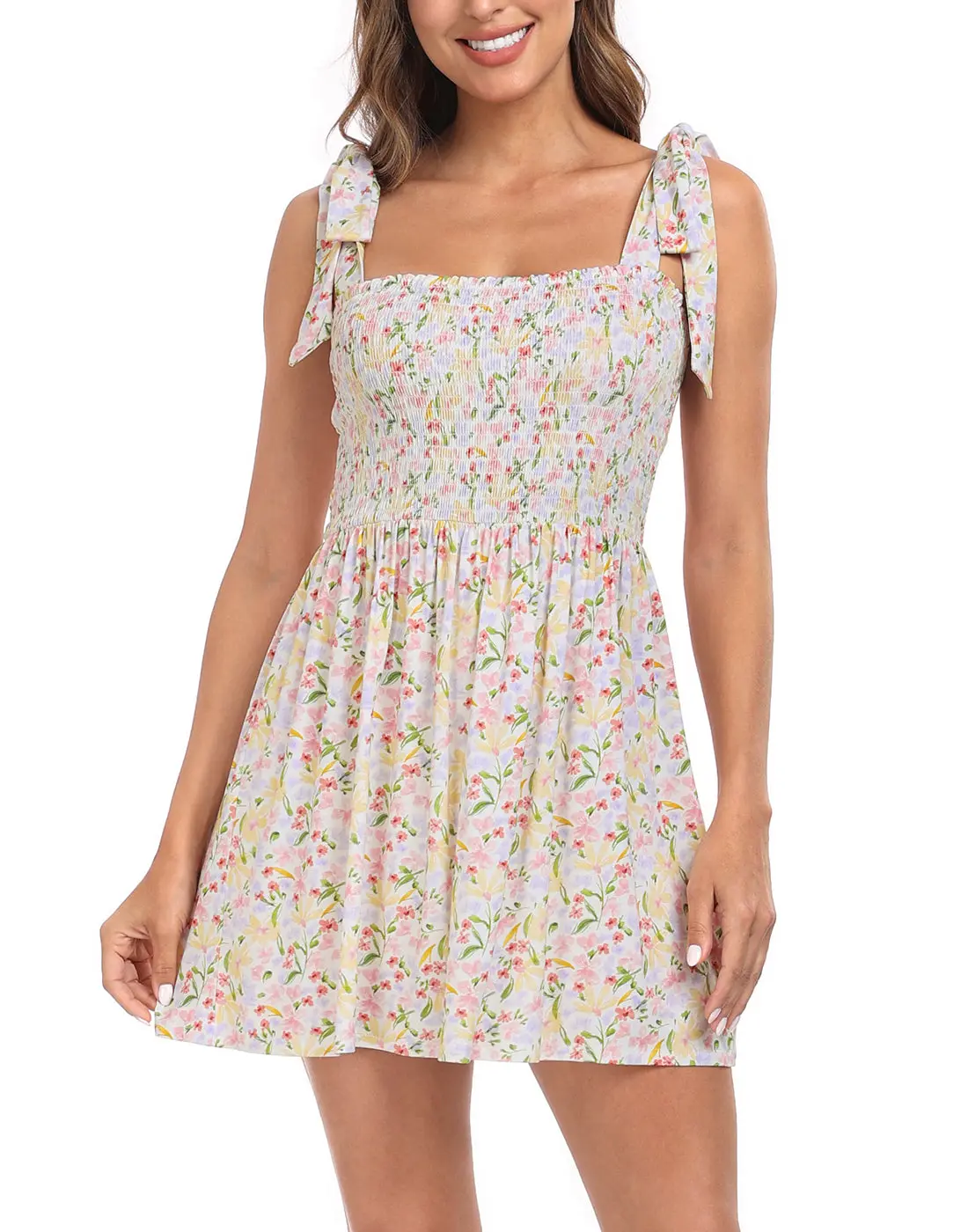 HDE Smocked Mini Sundress Romper Dress with Shorts