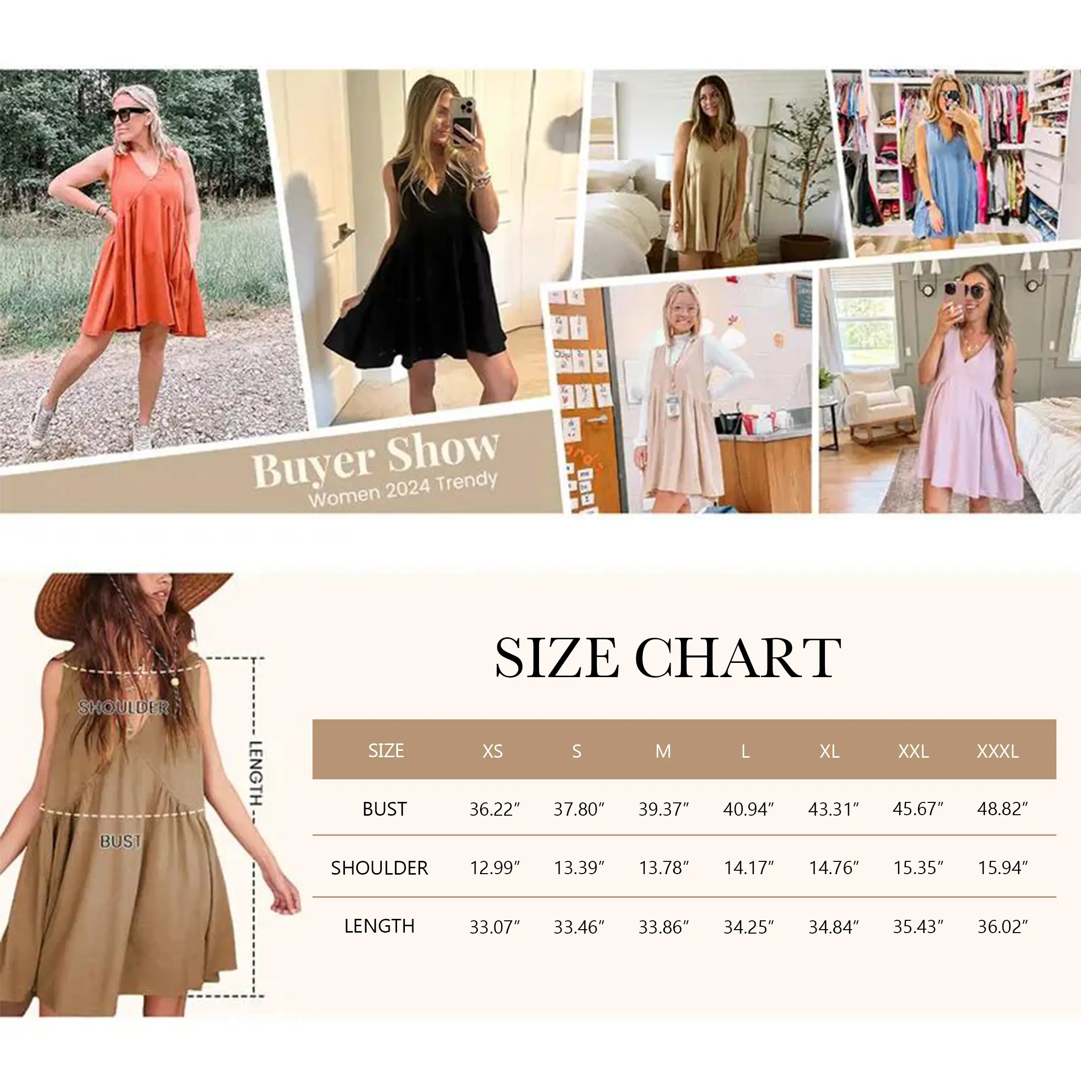 11 Pcs-Women's A-Line Sleeveless Mini Dress with Pockets
