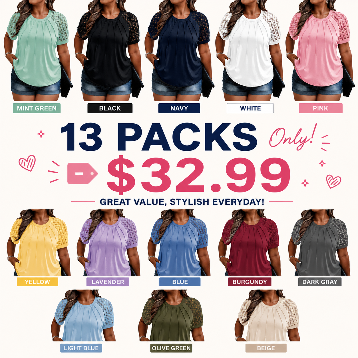 Plus Size Tops for Women Summer Lace Short Sleeve