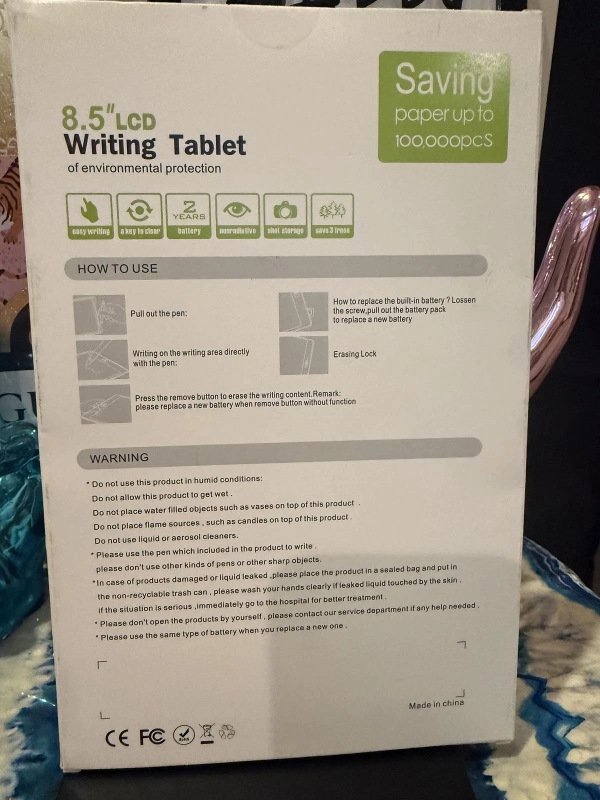 8.5" LCD Writing Tablet - Environmentally Friendly Digital Notepad New in Box