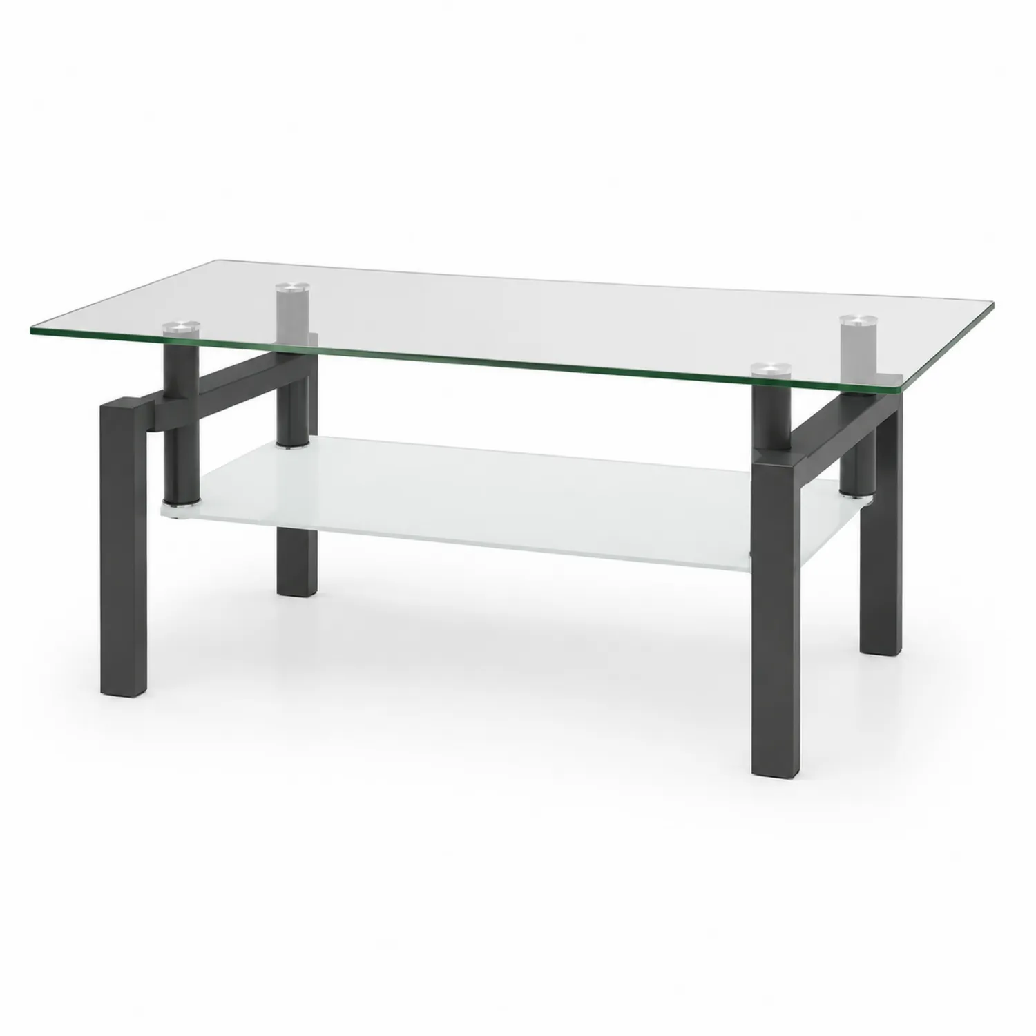 Rechteckiger Couchtisch aus Glas und Metall, 110 cm x 60 cm x 45 cm