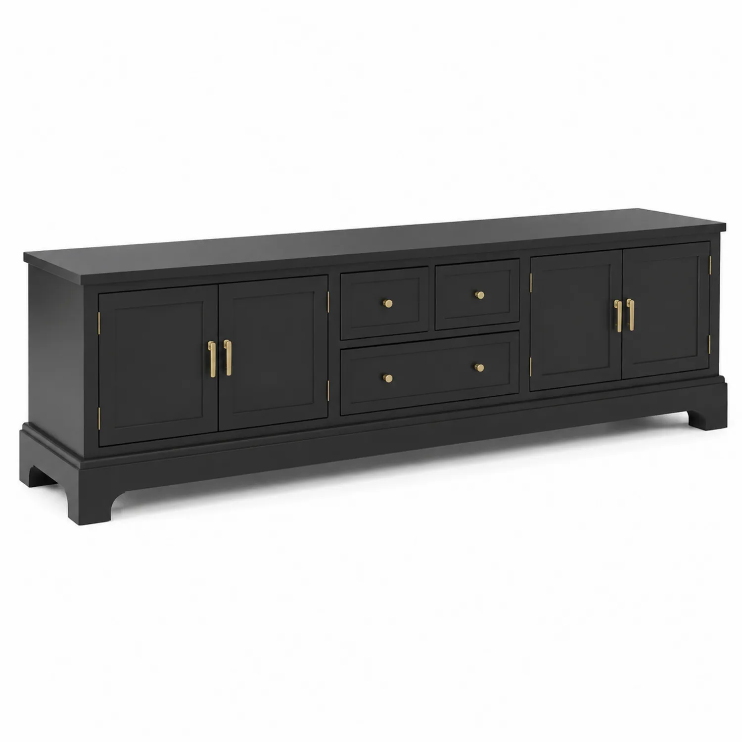 TV-Schrank Schwarz MDF mit Türen und Schubladen