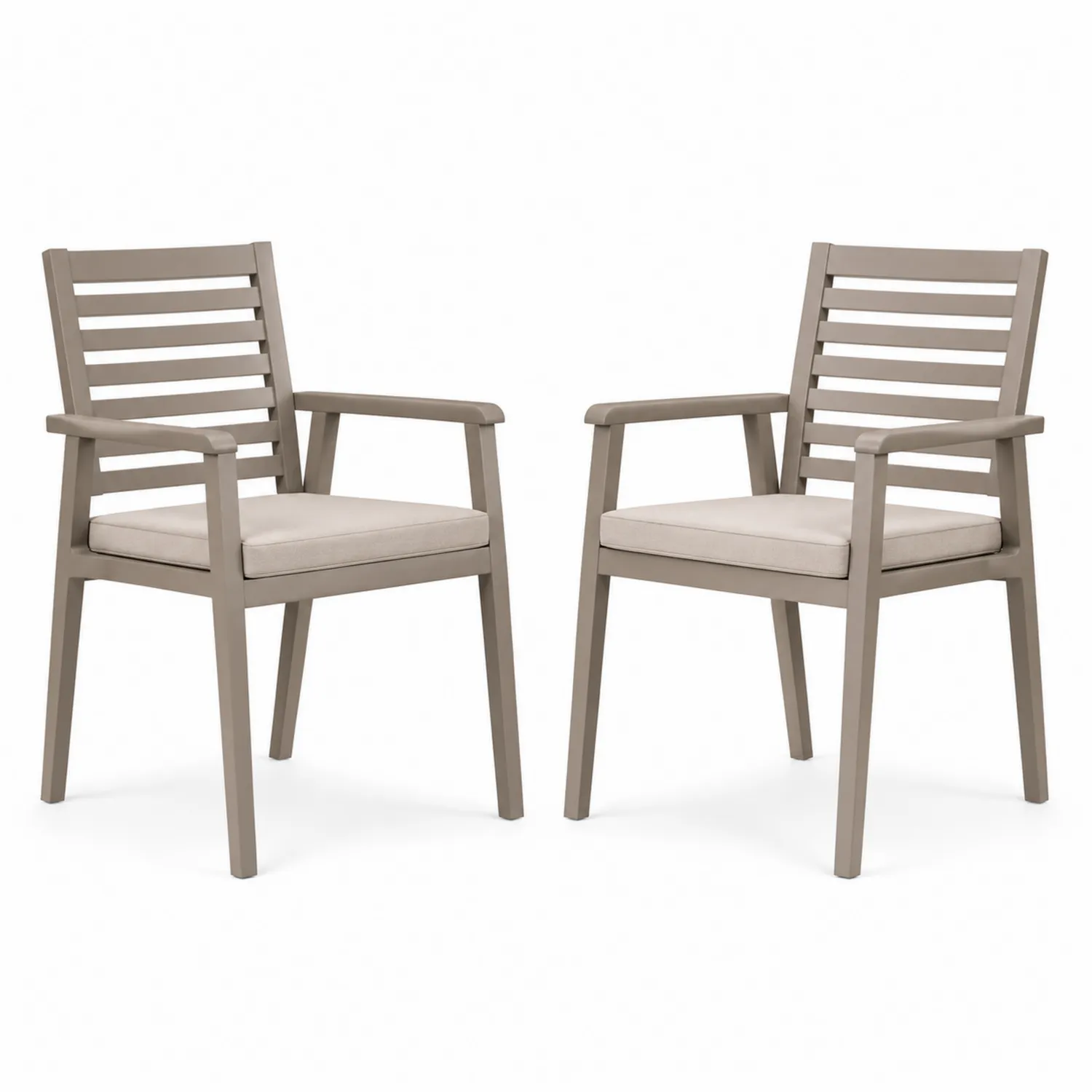 Kunststoff Gartenstuhl Set mit Kissen Beige