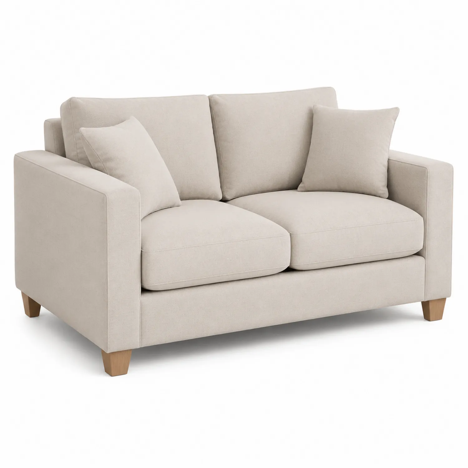 Zweisitzer Sofa Beige Stoff Eichenholz